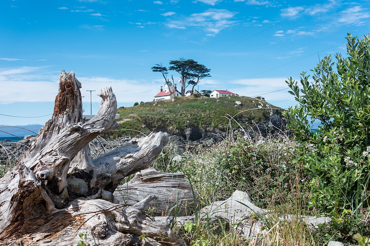 Battery Point Lighthouse across the Crescent City coastline